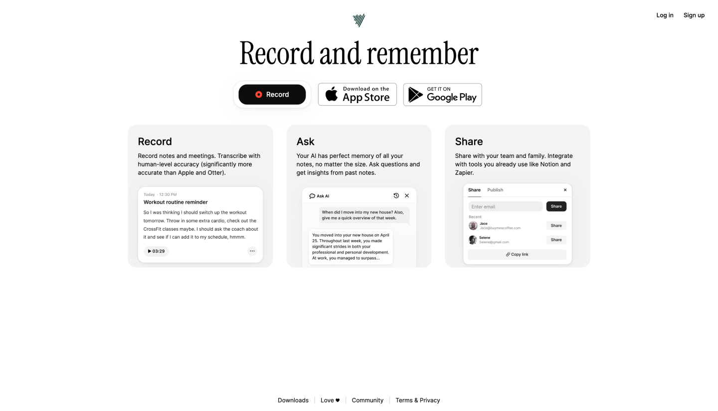 VoiceNotes app interface